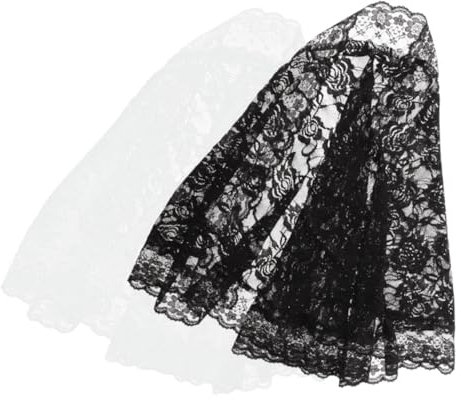 CALLARON 2stücke Teiliges Brautschleier Zarte Spitzenschal Mit Floralen Mustern Eleganter Hochzeits-schal Für Damen Schwarz Und Weiß Für Romantische Zeremonien