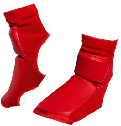 rockible Protezione per i Piedi da Boxe Attrezzatura per Allenamento Sparring Gear Muay Thai Taekwondo Protezione per Piedi in Pelle PU per Kickboxing, Rosso, S