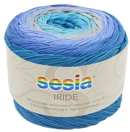 100% Bio-Baumwolle, Multicolor Garn, 125 g, 450 m, Nadeln 2.5-3, Sesia Iride, Fantasiegarn zum Stricken und Häkeln (1, Mehrfarbig - 1575)