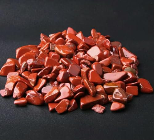 Piedras naturales, grava, cristales, cuarzo, minerales, curación Reiki, ágatas pulidas, espécimen, decoración para acuarios, peceras, jaspe rojo, 100 g
