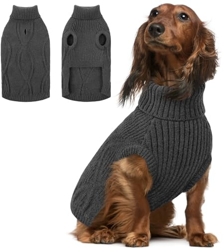 Queenmore Hundepullover Grosse Hunde, Weicher Stehkragen, Mit Öffnung | Hundepulli für Dackel, Weiches, Dehnbares Strickmaterial für Französische Bulldogge, Corgi, Beagle, Schnauzer, Border Collie