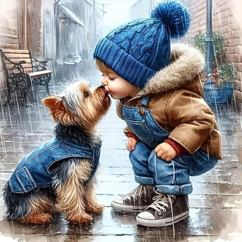 BEAYIOU 5D Diamond Painting Kits for Adults-Animal Dog Diamond Art Kits,DIY Full Round Drill Gem Art Crafts for Adults,Home Wall Decor 14x14inch
