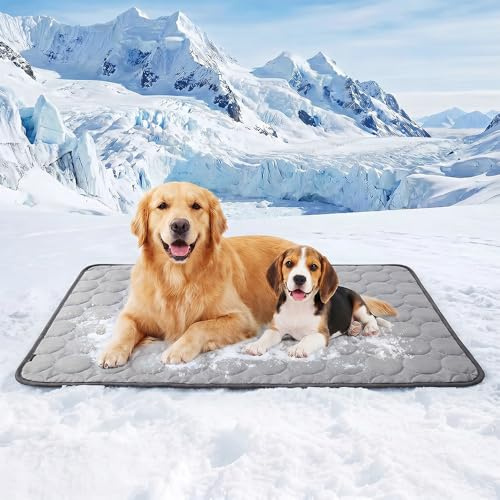 Toerjii Kühlmatte für Den Sommer,Kühlmatte Hund, Hundekühlmatte für Hund & Katze Selbstkühlende Matte für Haustiere Summer Pet Ice Pad Abrieb- und Bissfest Natürliche Kühlung (Grau, M)
