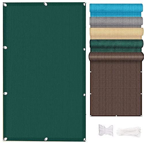 Balcony 115x450 cm, Lightweight Transparent Polyester Garden Cover, Dark Green Outdoor Cladding with Eyelets & Nylon Ties for Patio Privacy