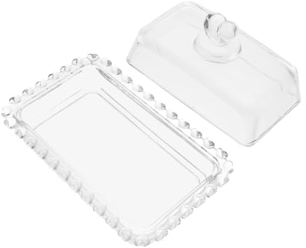 Hemobllo Plato Mantequillero de Vidrio con Tapa de Contenedor Transparente para y Queso Fresco y Duradero para Uso Diario Cocina