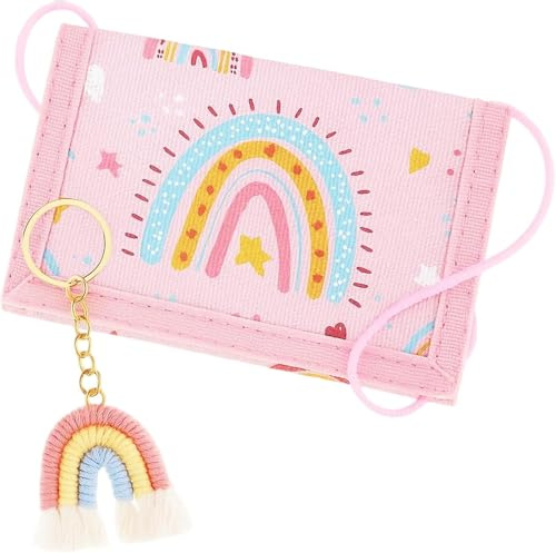 lrgnixs Kids Wallet,Rainbow Triple Folded Girls Purse with Keyring,Kids Wallets for Boys and Girls,Cute Kid Purses with Adjustable Lanyard,Cartoon Kid Purse for Children Birthday Gift