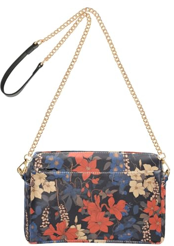 KLL retro klematis blommor blå röd mode crossbody väskor för kvinnor veganskt läder kvinnor cross-body handväska väskor vattentäta axelväskor