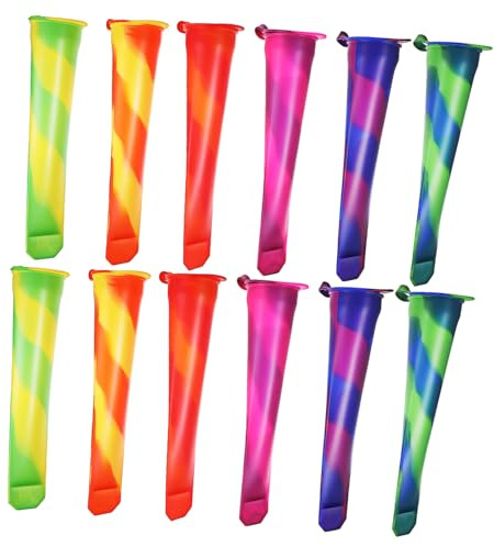 VALICLUD 12 pièces Moules à Glace Silicone Moule à Bâtonnets Réutilisable Flexible et Sûr pour Garçon Fille et Adultes Compartiments Multiples pour Différents Goûts