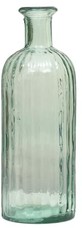 34.5cm Tall Large Vintage Recycled Clear Glass Bottle Vase For Real/Artificial Flowers, 2.5 Litre