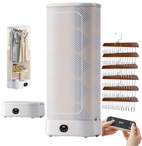 Fer à repasser vapeur vertical sans fil avec écran tactile, pliable et séchoir intégré. Élimine rapidement les plis des vêtements.