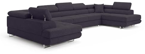 COMFORTINO FURNITURE Ecksofa mit Schlaffunktion Big PASTI U-Form, Sofa Couch mit Bettkasten, 3-Sitzer Eckcouch, Schlafsofa für Wohnzimmer, Big Sofa Couch mit Schlaffunktion (Bouclé Quelle 29)
