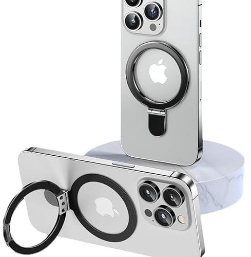 Orco Magnetic Phone Ring Holder for MagSafe - 360° Rotation & 170° Foldable Cell Phone Grip Stand - Double-Sided Magnetic Strength - Compatible with iPhone 17, 16, Pro Max & MagSafe Cases (Black)
