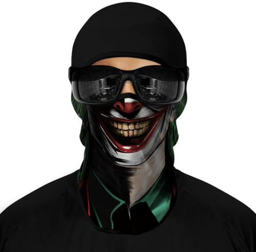 wiut 3D Full Face Balaclava Mask, Breathable Motorcycle Helmet Liner, Go Karting & Motorbike Face Mask, Skull Print UV Protection Windproof Neck Warmer for Men Women