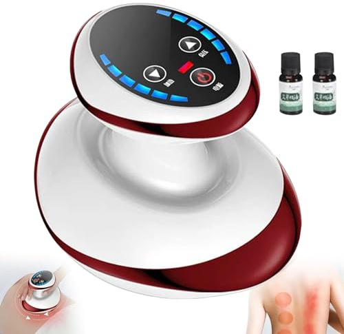Massage 4-i-1 massageapparat mot celluliter, elektrisk koppningsterapiset, trådlösa elektriska skrapverktyg med 2 oljor, vakuum och Gua Sha elektrisk, djup massage med värme, för helkroppsanvändning