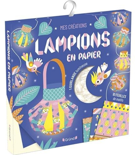 Lampions en papier – Pochette avec 10 feuilles, 5 calques, 1 guirlande avec 10 loupiotes et 1 dépliant avec des pas-à-pas – à partir de 6 ans
