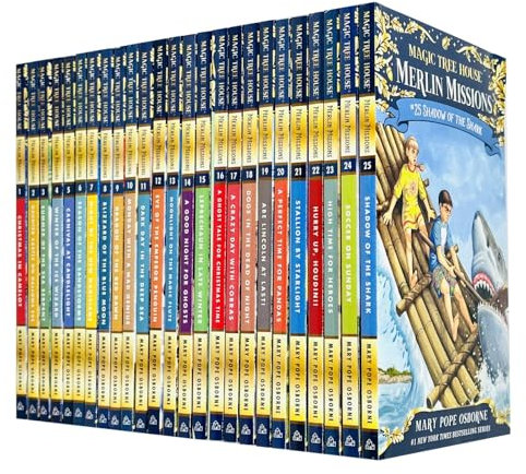 Magic Tree House Merlin Mission Series 25 Books Collection Set By Mary Pope Osborne (Christmas in Camelot, Haunted Castle on Hallows Eve, Summer of the Sea Serpent, Winter of the Ice Wizard & More)
