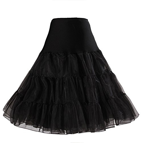 Boolavard® 50s Petticoat Vintage Retro Hoop Skirt Petticoat Sottogonna per Abito da Sposa Rockettly da Sposa in Vari Colori (L-XXL, Nero)