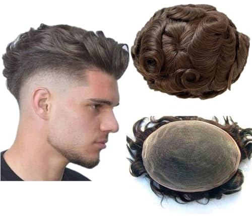 Human Hair Toupee for Men NLW European Human Hair Pieces for Men with 10x8 base HD Super Thin French Lace hair replacement system for men #2 Dark Brown