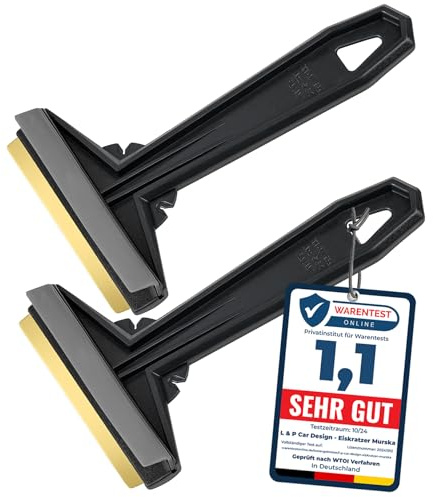 Car Ice Scraper Brass Blade - fast, easy & efficient - [ 2 Pack ] Brass Ice Scraper for Car - Ice Scrapers for Car Windshield Ice Scraper - Original Murska from Europe - for Winter - A054-2 Black Gray