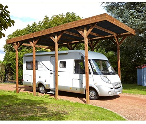 Forest Style Carport aus behandeltem Holz, 32,3 m² – Camping Car 800 x 404 x 395 cm – Cerland