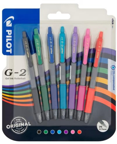 Pilot g2 7 colores surtidos (1 azul,1 negro,1rojo,1 verde, 1 lila,1 rosa,1 azul claro)