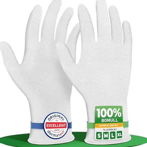 LAVAMED Dermatest: Very good cotton gloves - Extra soft made of 100% cotton - Jersey Gloves - White twisted gloves- Premium cosmetic glove in 4 sizes (12 Paar, M)