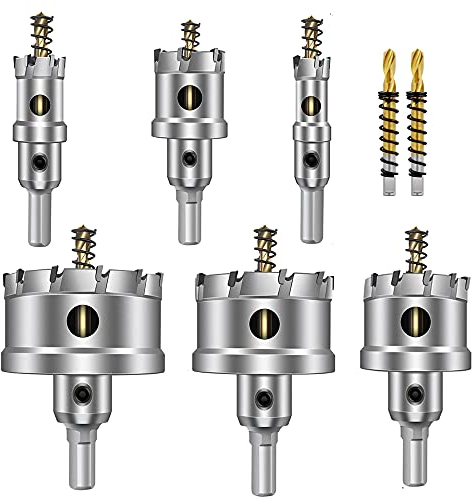 ASNOMY 8 PCS Scies Cloches en Alliage de Carbure TCT 16-60mm -Fraise Métal -Foret en Alliage - Multi-dents en Acier Inoxydable Métal Foret Perçage Trou Allié de qualité industrielle coupe trou
