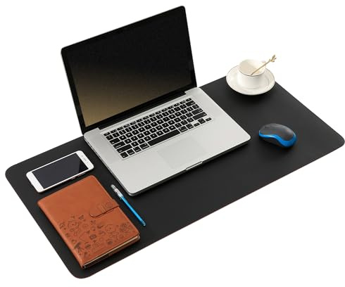 ARNTY Schreibtischunterlage Leder,Groß Laptop Tischunterlage Schreibtisch Unterlage,Ultradünnes Schreibtischmatte aus PU-Leder,Desk Mat für Büro-oder Heimbereich (Schwarz&Rot, 80 * 40cm)