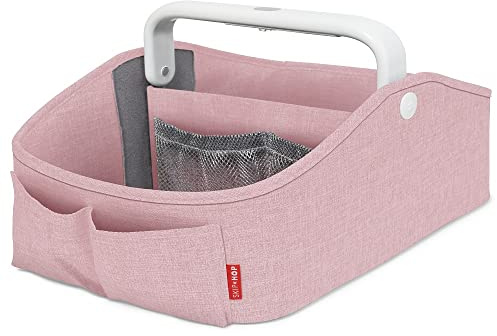 Skip Hop blöja Caddy Organizer med beröringssensor nattlampa, barnkammarstil, rosa ljung