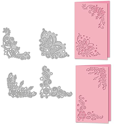 GLOBLELAND Schmetterling Ecken Metall Stanzschablone Rose Rahmen Papierpräge Stanzschablonen Set Stanzformen für Kartenherstellung DIY Papier Scrapbooking Handgefertigtes Fotoalbum