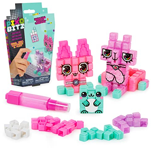Pixobitz Metallic Set - Sprühperlen Bastelset für Cooles 3D Bauen einfach mit Wasser, ab 6 Jahren