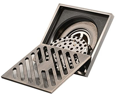 Drain De Douche Carré De 10 Cm avec Couvercle De Crépine Amovible, Anti-Colmatage Et Anti-Odeur - pour Salle De Bain, Cuisine,Bronze