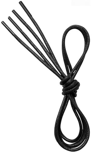 VSUDO 120 cm Lacci Scarpe Neri Eleganti Cerati Rotondi, ø2.5mm Lacci Neri per Oxford Derby Brogue, Stringhe Scarpe per Chukka Stivali (1 Paio-Nero-120cm)