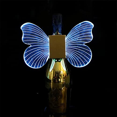 HoTRA Décoration de Bouteille de Vin Illuminée par LED Scintillement Porte-Bouteilles de Bière Rougeoyant pour Discothèque Bar Disco Club Party (Color : Bleu, Size : Butterfly)