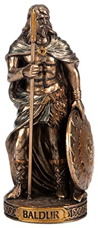 BEAUTIFUL GREEK STATUES Baldur Skandinavischer Gott Kunstharz Figuren handbemalt Bronze Miniatur Statue 8,3 cm