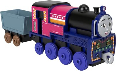Thomas & Friends by Fisher-Price Toy Train, Large Push-Along Die-Cast Ashima Engine & Cargo Car from the Classic & All Engines Go Series, HNN20, ['Blue', 'Red', 'Yellow']