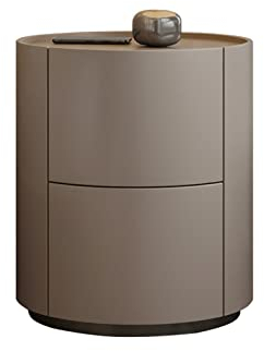ECBETCR Moderner Metallischer Rund Nachttisch, 50 cm Durchmesser, 2 Schubladen, Metallisch, Für Wohnbereiche, Einfarbig