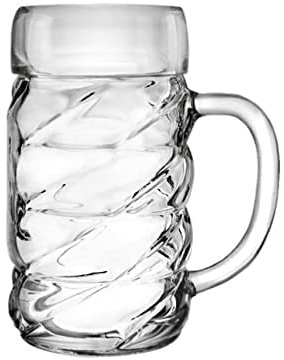 Hyper Mart Classic Glass Beer Mugs Various Pub Bar Style Tankards Stein Glasses - Set of 2 (Diamond Stein - Two Pints)