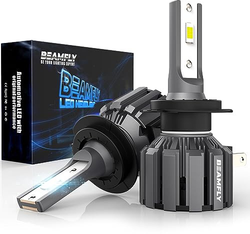 Bombillas H7 LED 18000LM, BEAMFLY Lampara Faros Delanteros Coche, Kit de Conversión Halógena 12V, 6000K Luces Blancas