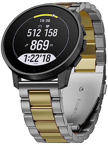 Hiseus Kompatibel mit Suunto 9 Peak / 5 Peak Armband, Edelstahl Metall Ersatzarmband Kompatibel mit Suunto 9 Peak Pro/Vertical (Silber/Gold)