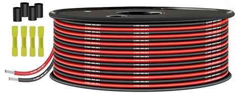 THUN-CT 12 AWG 3.33mm² Silicone Wire Black/Red, 2 x 9.8 ft | Flexible stranded tinned copper silicone wire for RC batteries, vehicles, electronics and low-voltage DIY wiring