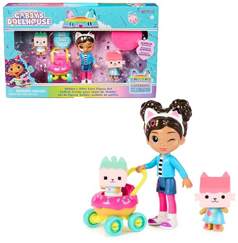 DreamWorks GABBY'S Dollhouse - Kitty Care Figuren Set, Gabby mit 2 Katzenfiguren und Kinderwagen, ab 3 Jahren