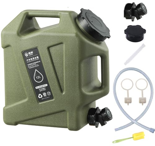 Sparkstarses Camping Water Container,12L Water container with tap, Two Handle Portable Water Carrier Bucket, Water Storage Tank for Outdoor Camping Fishing Party Van RV (12L)