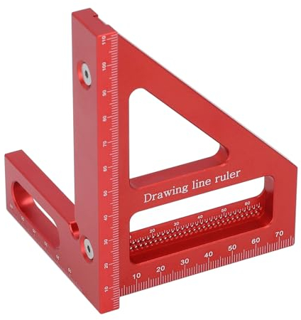 Goniometro quadrato per la lavorazione del legno, 45 90 gradi Lega di alluminio Righello a triangolo per mitra Facile usare Strumento di misura ad alta precisione per falegnami