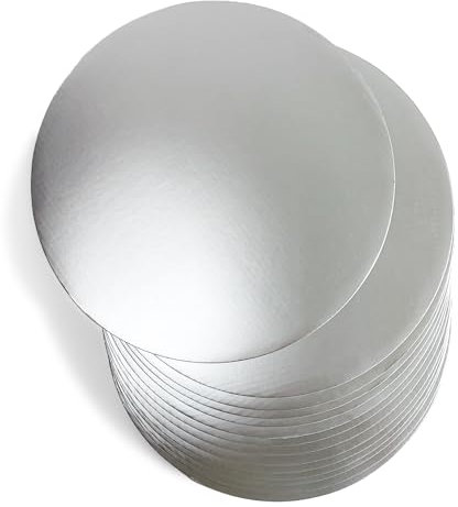 Gcardist 25 Stück Silberfarben Kuchenbretter Rund 30cm Kreise Runden Basis Lebensmittelqualität Pappe Kuchenplatte (Dünner, aber stärker,12 inch)