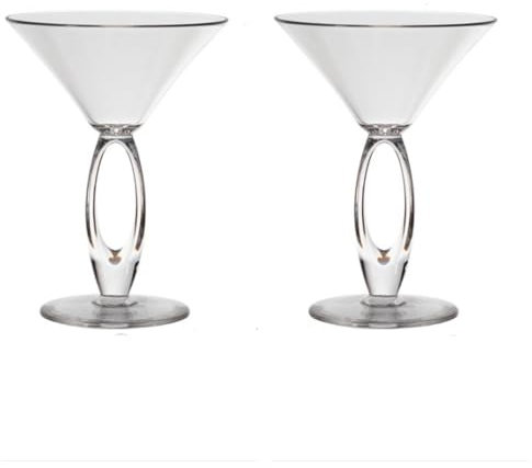 FOOLS ALIBAI Set di 2 bicchieri da Martini da cocktail da 240 ml, classici bicchieri da Martini a forma di O, per servire cocktail