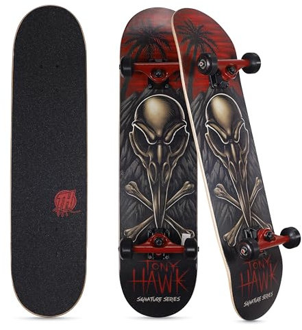 Tony Hawk 79 cm skateboard, Tony Hawk Signature Series 4, 9-lagers lönndäck skateboard för kryssning, snideri, tricks och nedförsåkning, benben