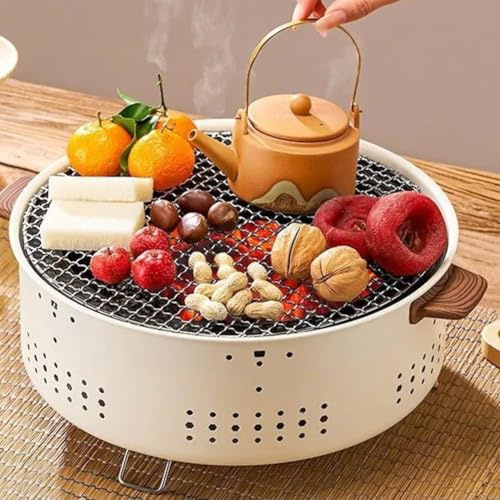 Parrilla para barbacoa, estufa portátil de carbón pre-sazonado, métodos de cocción versátiles, parrilla de carbón Hibachi para interiores y exteriores, para camping, picnic y fiesta (D)