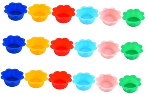 Cabilock 18piezas Moldes De Silicona Para Muffins Moldes Para Hornear Prueba De Grasa Forma De Flor Para Hornear Cupcakes