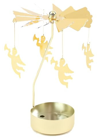 JAONLD Rotierender Kerzenhalter,Teelichthalter Weihnachten Windlicht Kerzenhalter mit Metallaroma,Teelichter Halter für Weihnachten,Valentinstag,Hochzeit,Partydeko Weihnachtstisch Deko (Engel)